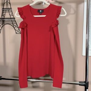 Cold Shoulder Rib-knit long sleeve shirt